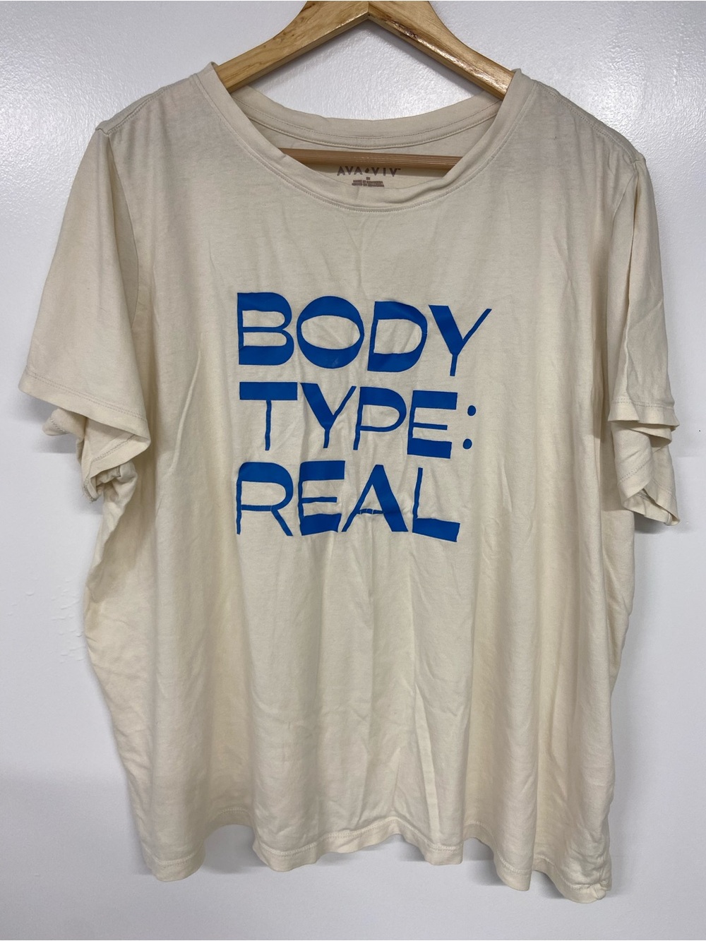 Ava & Viv Cream Graphic Tee - "Body Type: Real" 2X